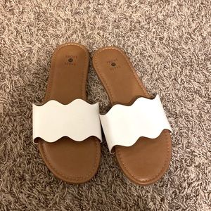 White Slide On Sandals